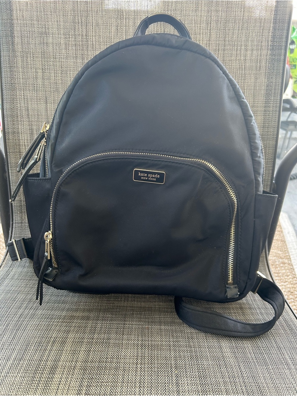 kate spade black nylon backpack with gold hardware